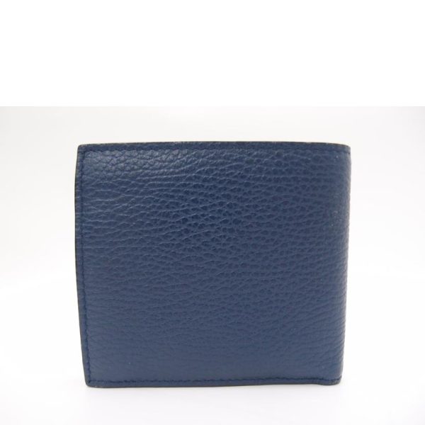 48862 2 Gucci Metal Tag Grained Leather Bi Fold Wallet Blue