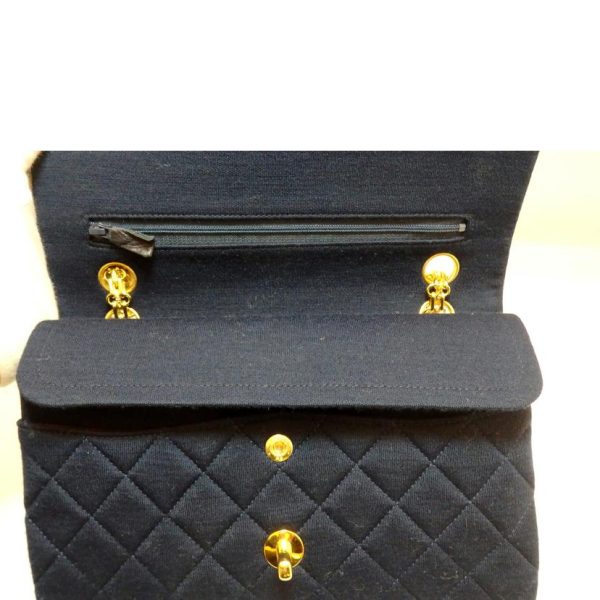 48982 08 Chanel Mini Matelasse Quilted Chain Shoulder Bag Navy