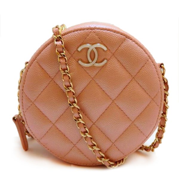 49101 01 Chanel Matelasse Caviar Chain Shoulder Bag Pink