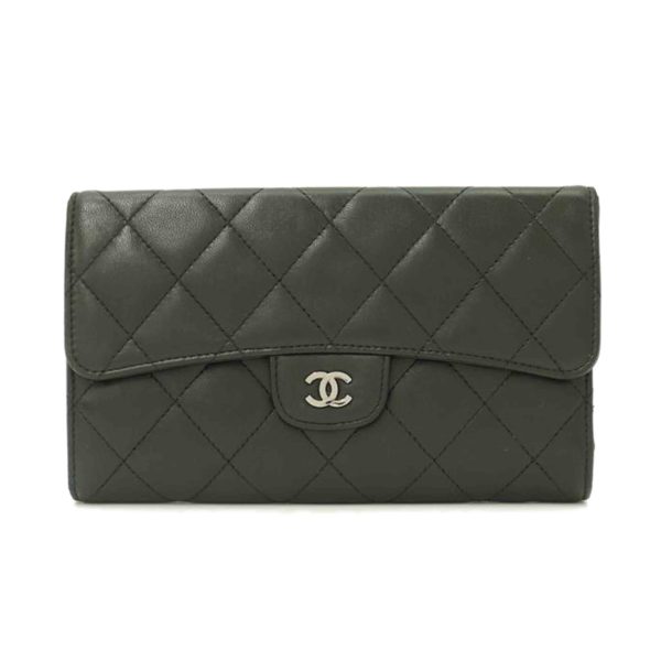 49186 1 Chanel Timeless Classic Trifold Long Wallet Black