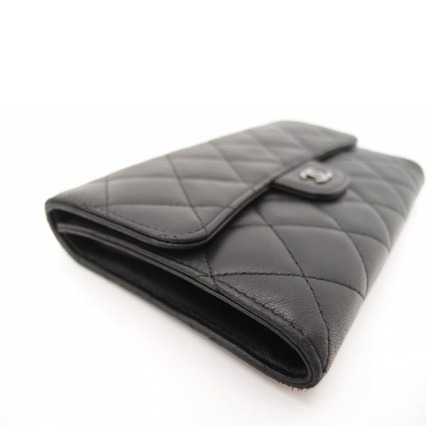 49186 6 Chanel Timeless Classic Trifold Long Wallet Black