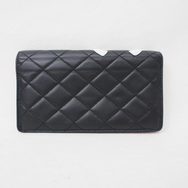 49271 2 Chanel Cambon Line Bi Fold Wallet Bag Black