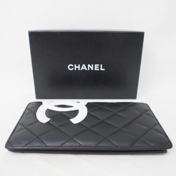 49271 8 Chanel Cambon Line Bi Fold Wallet Bag Black