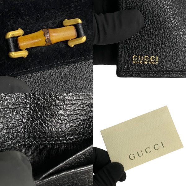 492a242776653 3 Gucci Vintage Vintage Bamboo Suede Leather Bifold Wallet Black