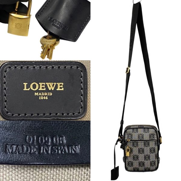 493a1974308 4 Loewe Anagram Logo Pattern Leather Mini Shoulder Bag Black