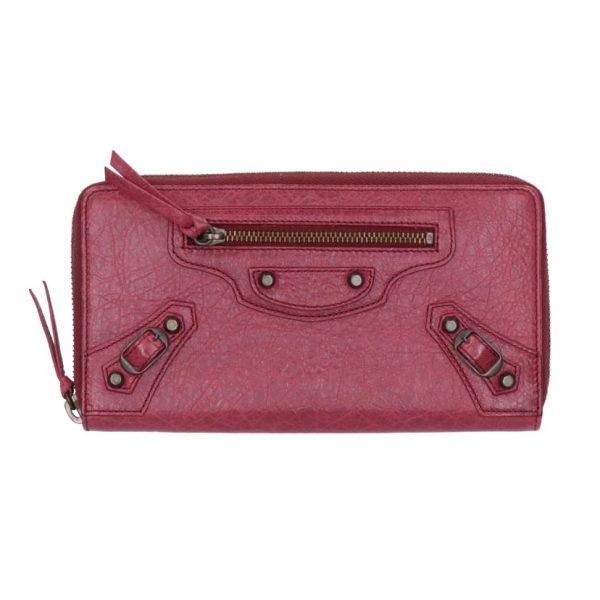 49412 1 Balenciaga Classic Continental Zip Wallet Wine Red