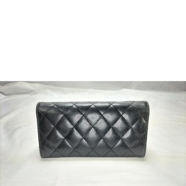 49423 3 Chanel Matelasse Caviar Fold Wallet Black