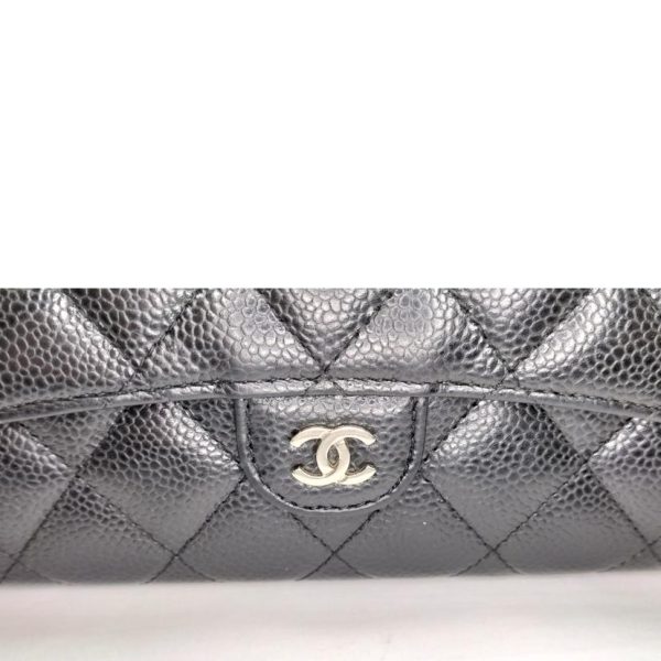 49423 6 Chanel Matelasse Caviar Fold Wallet Black