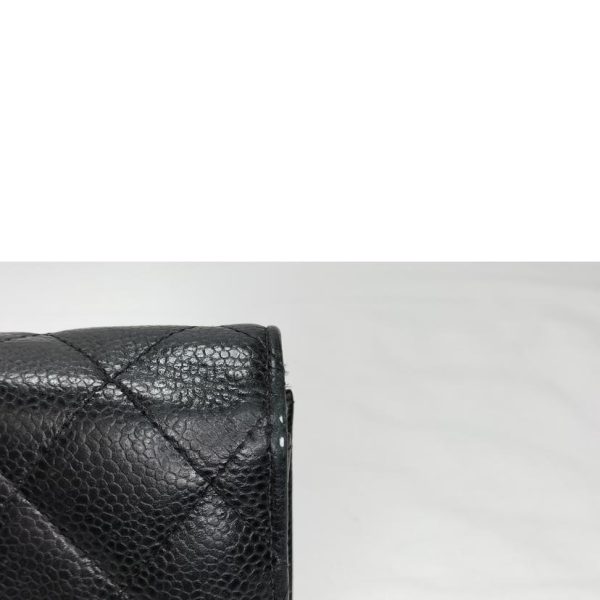 49423 7 Chanel Matelasse Caviar Fold Wallet Black