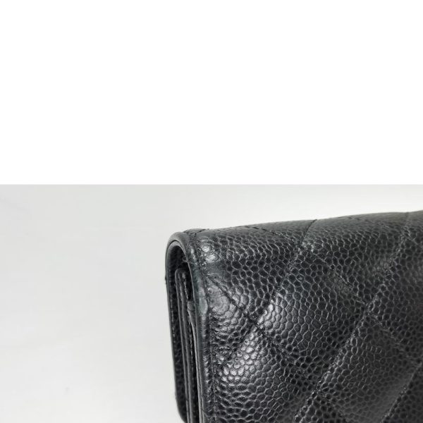 49423 8 Chanel Matelasse Caviar Fold Wallet Black