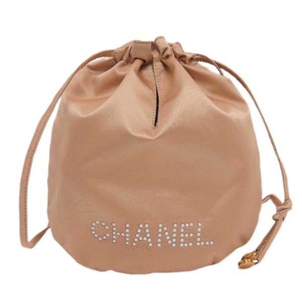 49481 1 Chanel Logo Nylon Drawstring Pouch Pink