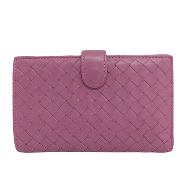 49498 1 Bottega Veneta Intrecciato Bi Fold Wallet Pink Pearl