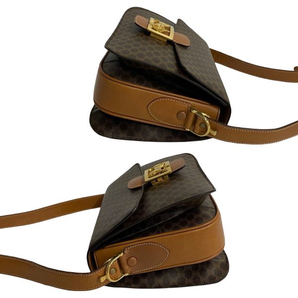 494a2054979 6 Celine Vintage Macadam Blason Triomphe Carriage Metal Fittings Leather Shoulder Bag Brown