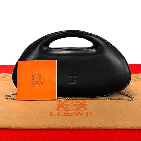 495a243274042 1 Loewe Anagram Logo Calf Leather 2way Shoulder Bag Black