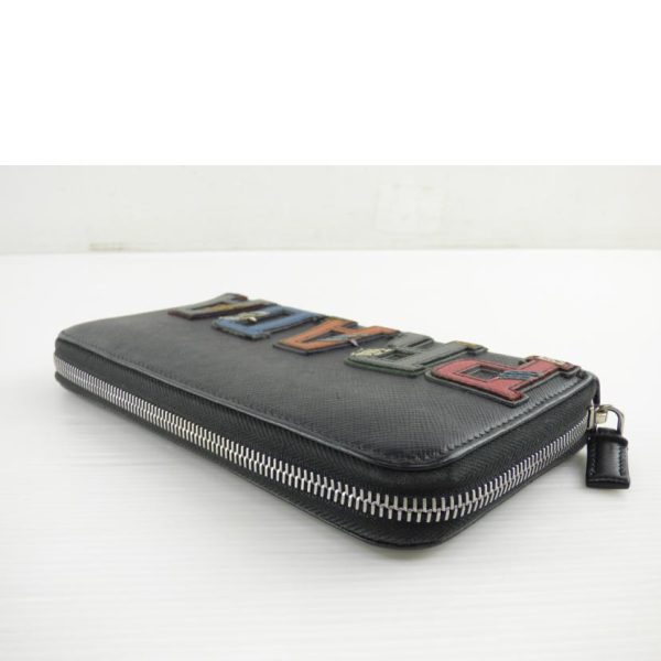 49648 3 Prada Round Zipper Long Wallet Black