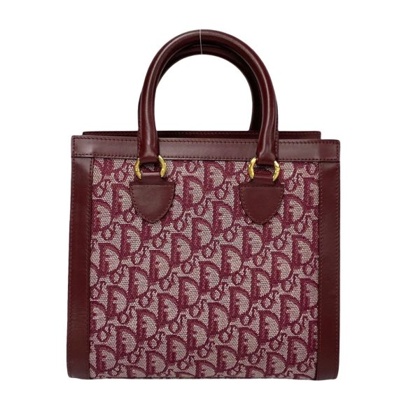 496a2159094 5 Christian Dior Trotter Canvas Leather Mini Tote Bag Wine Red