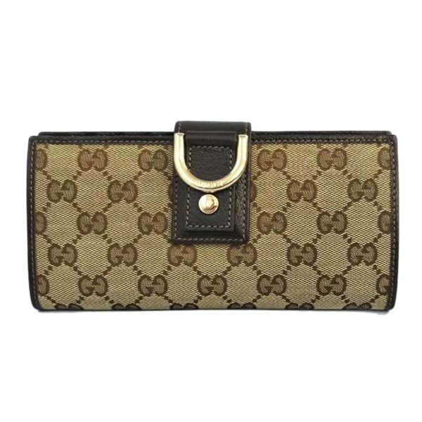 49810 1 Gucci GG Canvas Bi Fold Long Wallet Beige