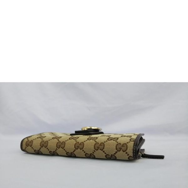 49810 3 Gucci GG Canvas Bi Fold Long Wallet Beige