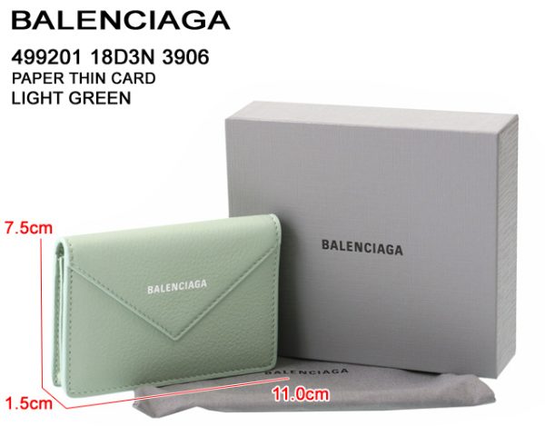 499201 18d3n 3906 1 BALENCIAGA Paper Card Case Leather Card Holder Green