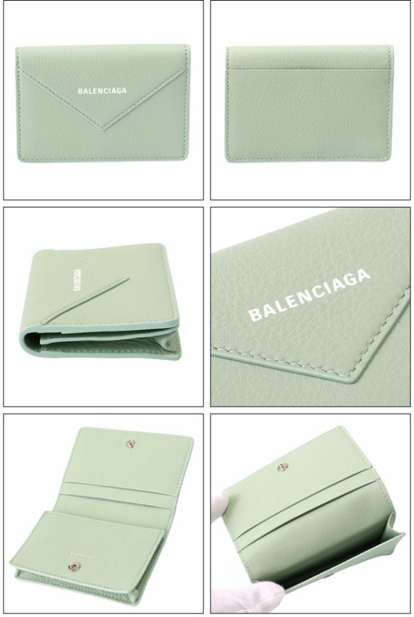 499201 18d3n 3906 2 BALENCIAGA Paper Card Case Leather Card Holder Green