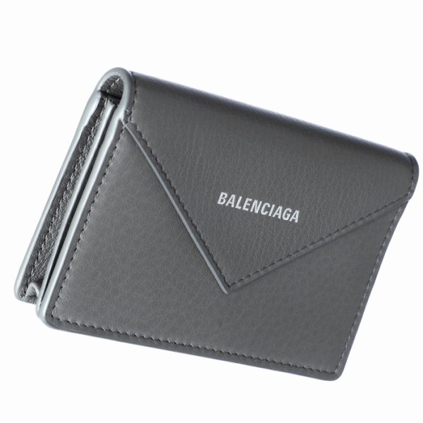 499201dlq0n1215 Balenciaga Papier Card Case Gray