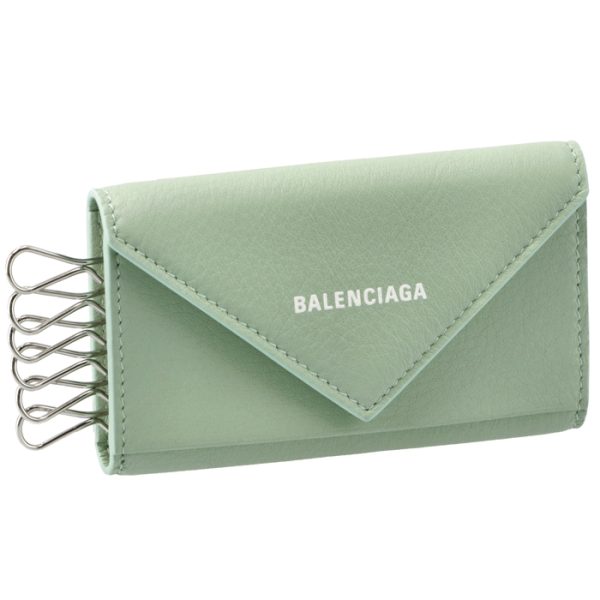 49920418d3n3906 Balenciaga Papier Key Case Light Green