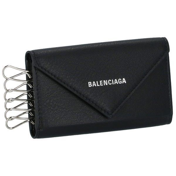 499204dlq0n1000 Balenciaga Paper Papier 6 Key Case Black