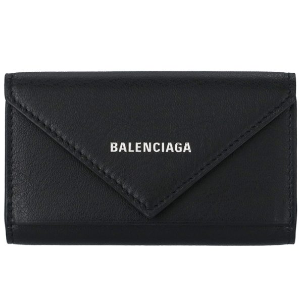 499204dlq0n1000 1 Balenciaga Paper Papier 6 Key Case Black