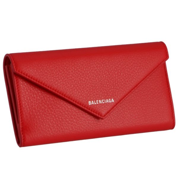 499207dlq0n6524 Balenciaga Paper Papier Long Wallet Red