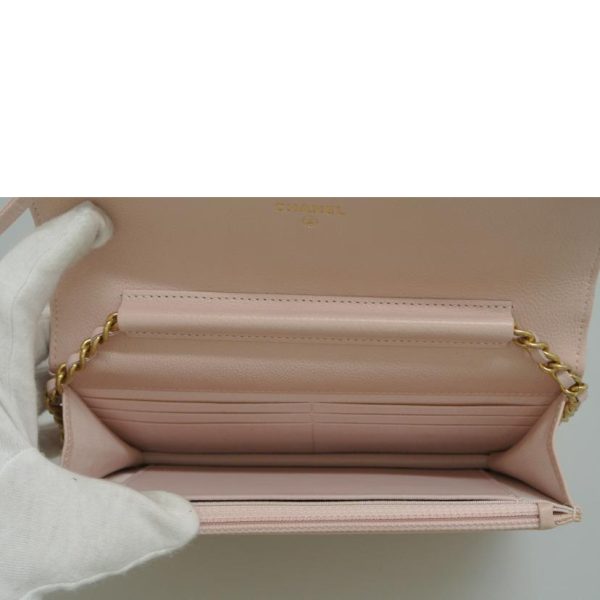 49978 5 Chanel V Stitch Matelasse Chain Shoulder Wallet Pink