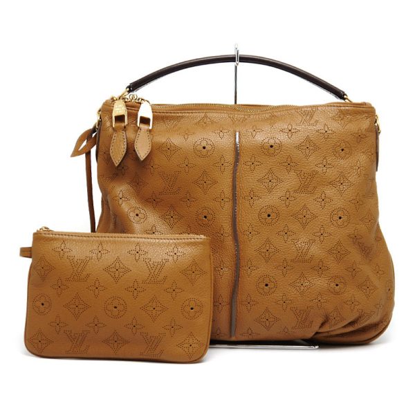 4h0428 1 Louis Vuitton LV Selene PM Mahina Shoulder Bag Caramel Brown