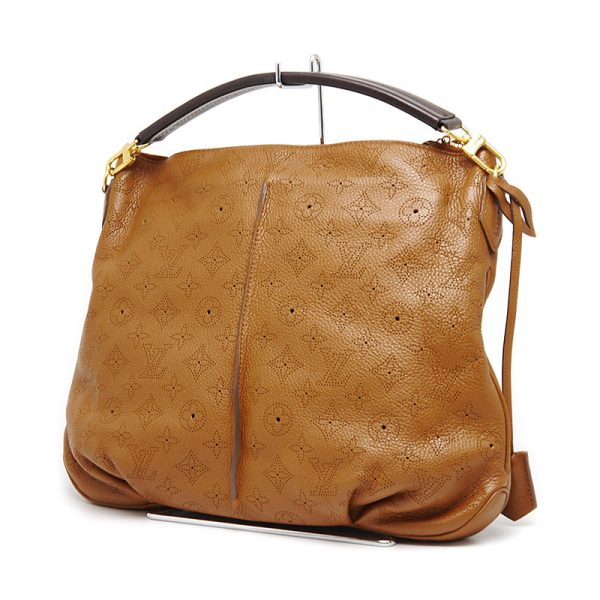 4h0428 2 Louis Vuitton LV Selene PM Mahina Shoulder Bag Caramel Brown