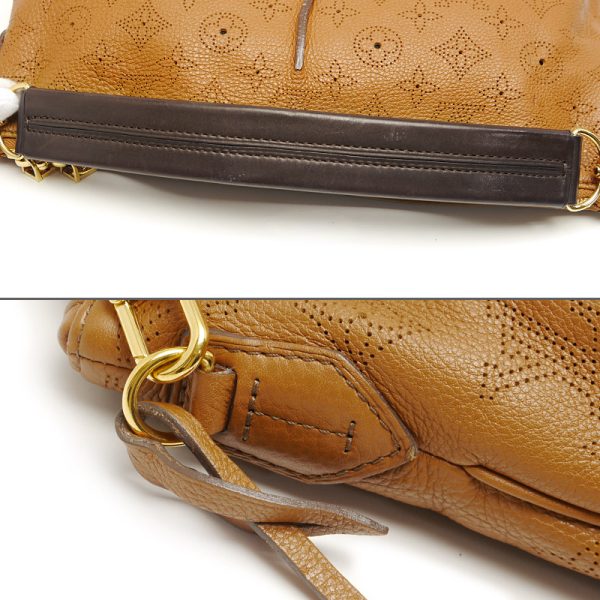 4h0428 4 Louis Vuitton LV Selene PM Mahina Shoulder Bag Caramel Brown