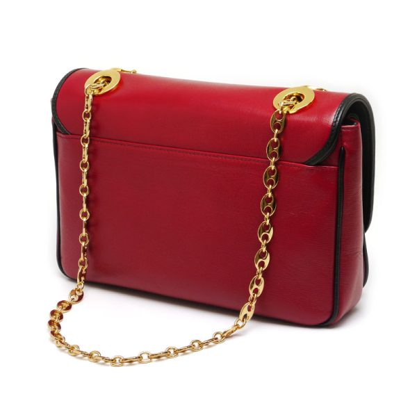 4h0724 2 GUCCI Chain Shoulder Bag 576421 Leather Red x Black Storage Bag