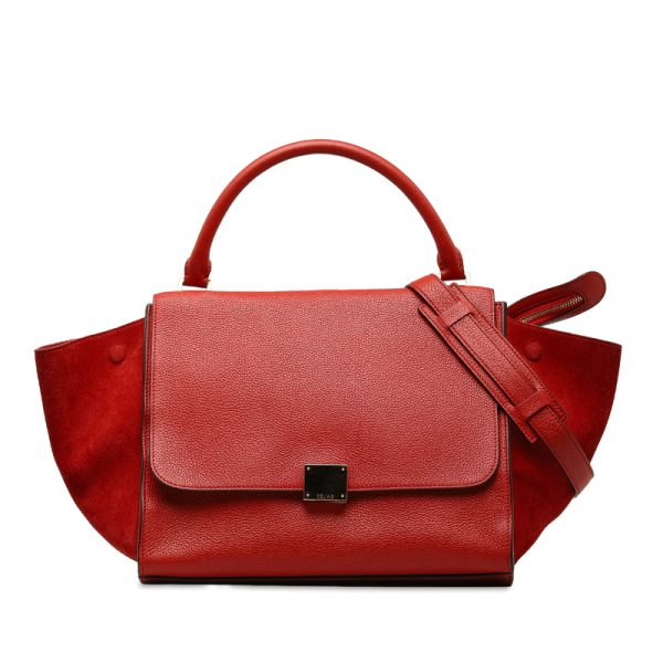 4le94de2urwd0d6g 1 Celine Trapace Handbag Shoulder Bag Red Suede