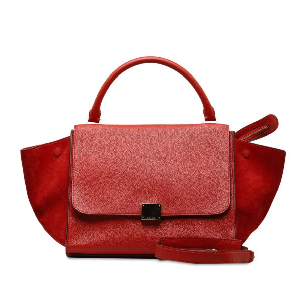 4le94de2urwd0d6g 11 Celine Trapace Handbag Shoulder Bag Red Suede