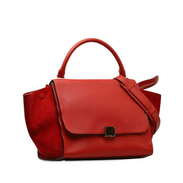 4le94de2urwd0d6g 2 Celine Trapace Handbag Shoulder Bag Red Suede