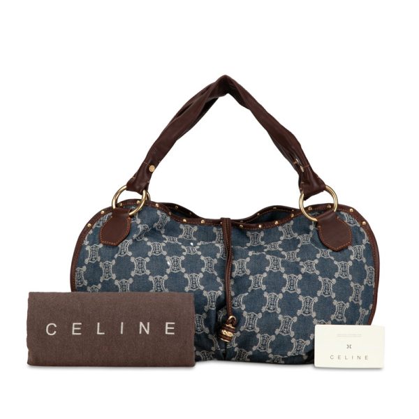 4rsi8ow2djb6332x 12 Celine Paris Macadam Tote Bag Indigo Blue Brown Denim Leather