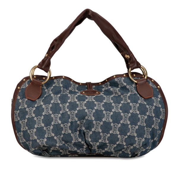 4rsi8ow2djb6332x 3 Celine Paris Macadam Tote Bag Indigo Blue Brown Denim Leather