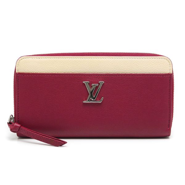 4sh0733 1 Louis Vuitton Lock Me M63816 Calf Red Round Zip Long Wallet