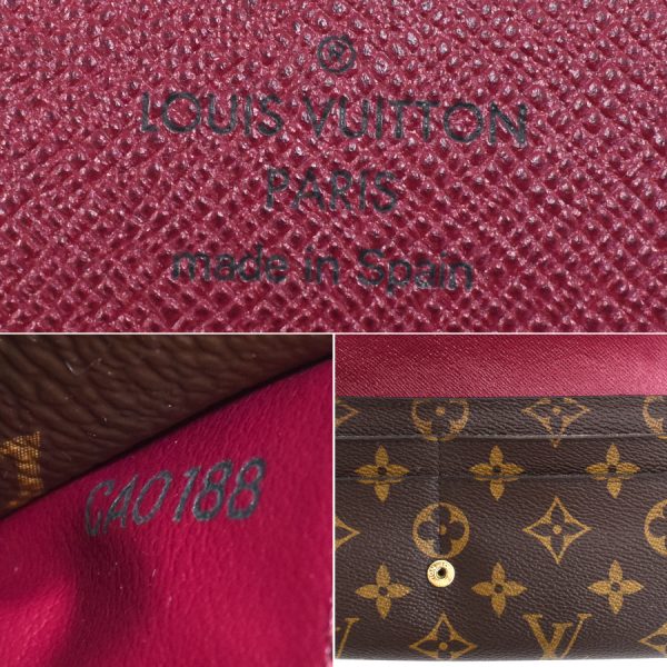 5000002884101417 9 Louis Vuitton Portefeuille Sarah Wallet Monogram Brown Fuchsia