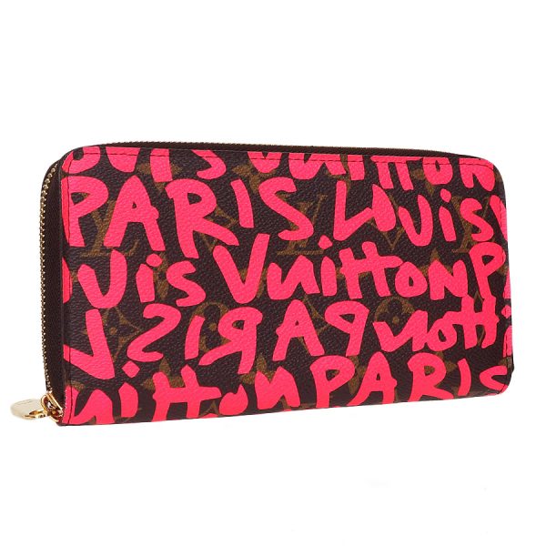 5000002884400724 1 Louis Vuitton Zippy Wallet Round Zipper Monogram Graffiti Brown Fuchsia Pink