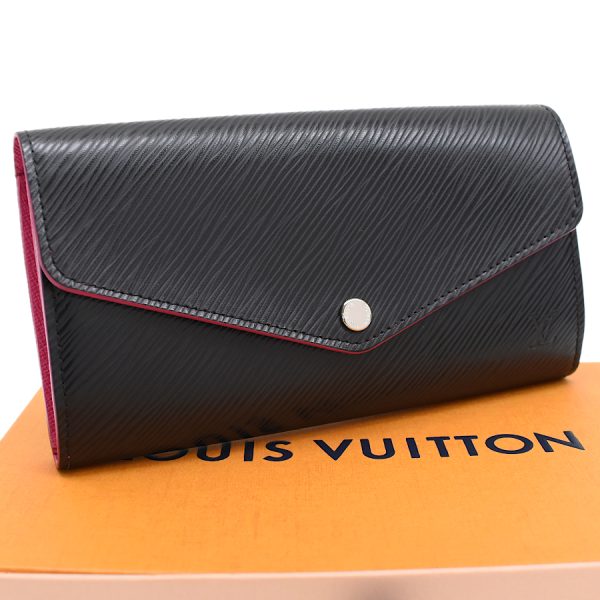 5000010884100220 1 Louis Vuitton Portefeuille Sarah Long Wallet Epi Leather Noir Hot Pink