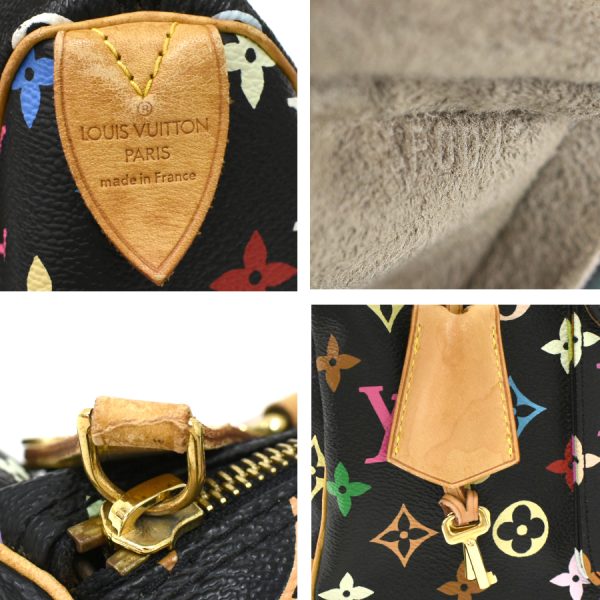 5000025884100136 9 Louis Vuitton Speedy 30 Monogram Multicolor Canvas Handbag Black