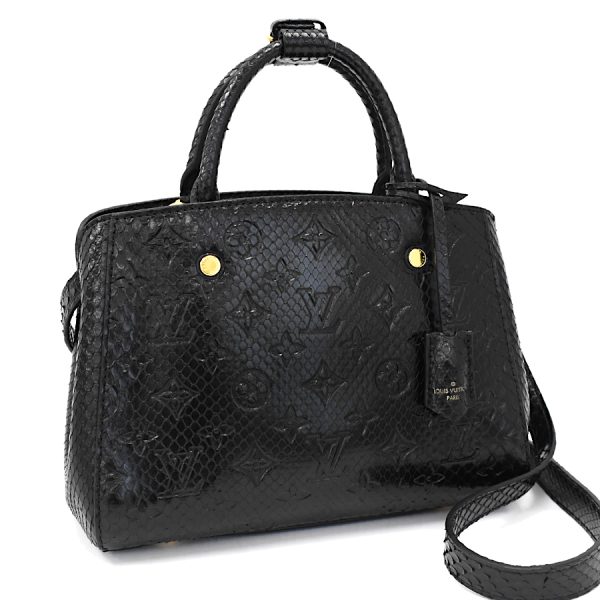 5000041884102310 1 Louis Vuitton Montaigne BB 2 Way Python Leather Noir Black