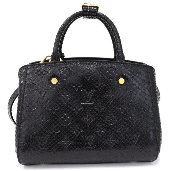 5000041884102310 3 Louis Vuitton Montaigne BB 2 Way Python Leather Noir Black