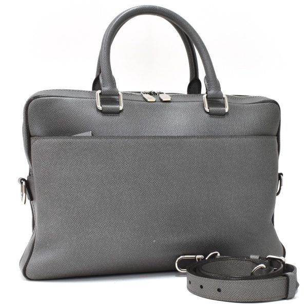 binary comment Louis Vuitton Porte Documents Business Briefcase Taiga Glacier Leather Gray