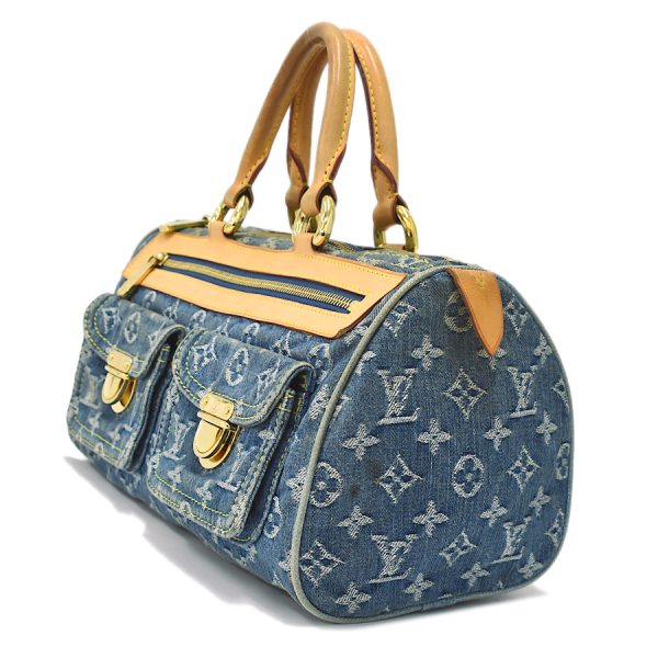 5000041884102549 2 Louis Vuitton Neo Speedy Handbag Monogram Denim Leather Blue