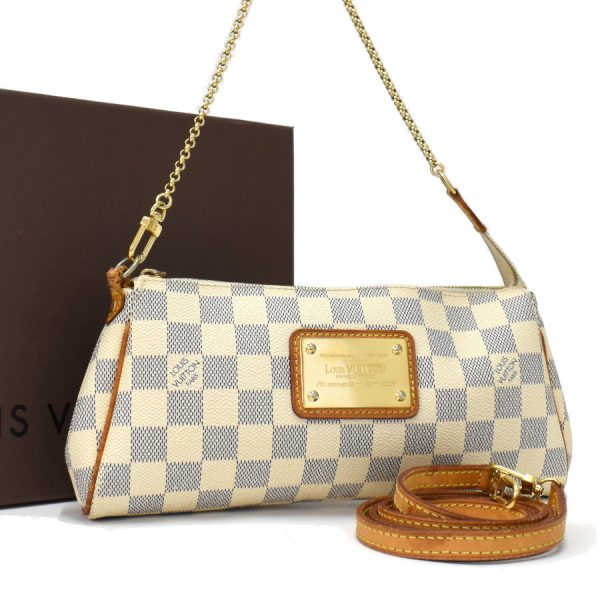 5000041884102613 1 LOUIS VUITTON Eva 2way chain bag shoulder N55214 Damier Azur White