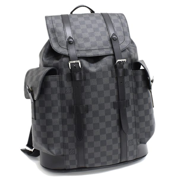 5000041884102634 1 Louis Vuitton Christopher MM Backpack Damier Graphite Black